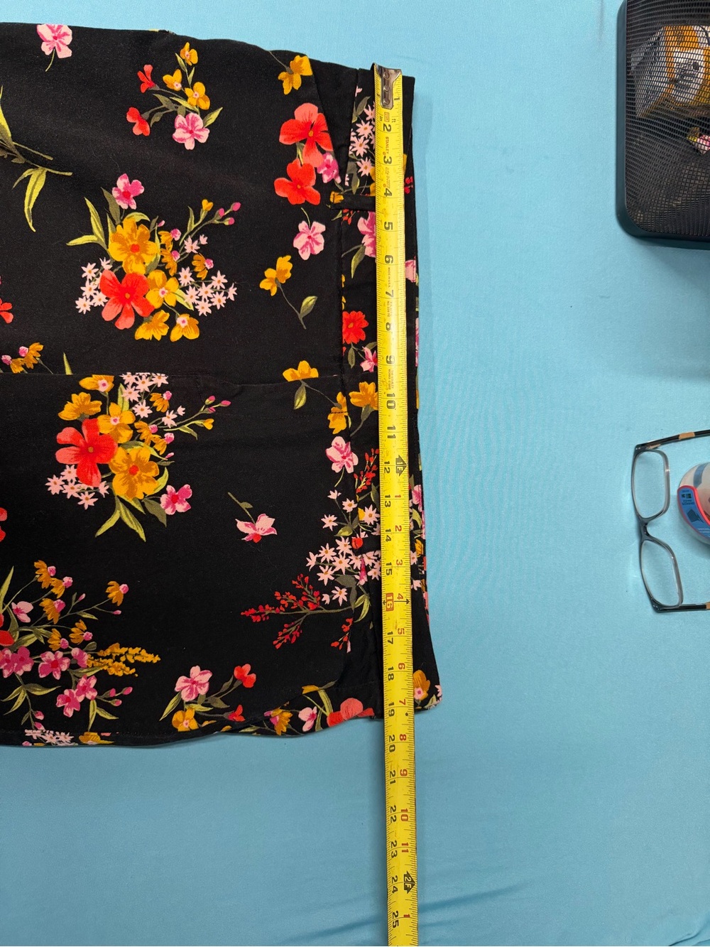 Old Navy Black Floral Capris with Pink, Red & Yellow Blooms - Picture 6 of 7